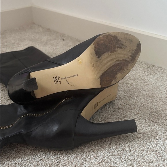 INC International Concepts Lea¹ther Knee High Black Boots - Picture 5 of 8